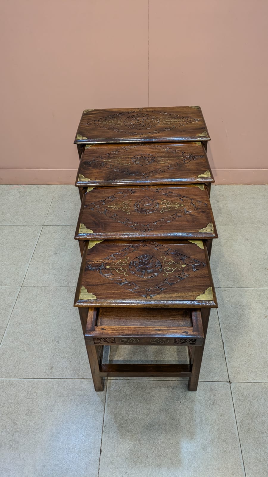 Solid Sheesham Wood Nesting Table