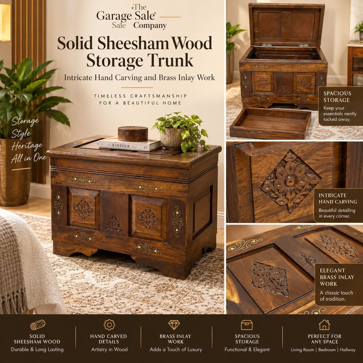 Brand New Unused Solid Sheesham Wood Trunk
