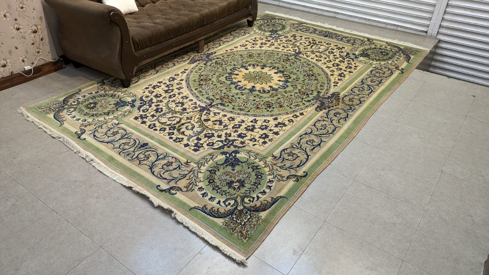 Vintage Persian Nain Hand Knotted Carpet