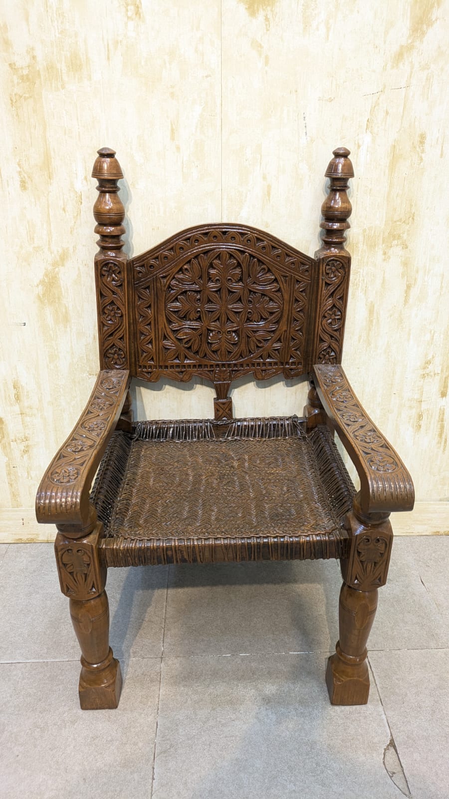 Antique solid Burma teak Peerah Chair Pair