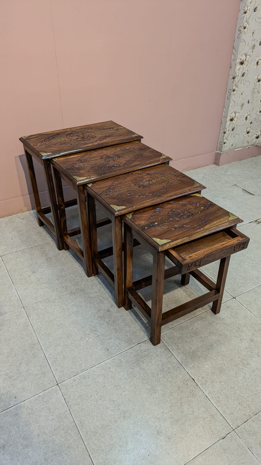 Solid Sheesham Wood Nesting Table