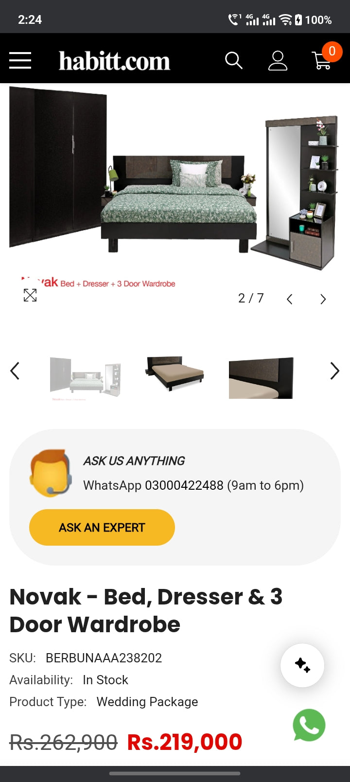 Habbit Novak King Size Bedroom Set