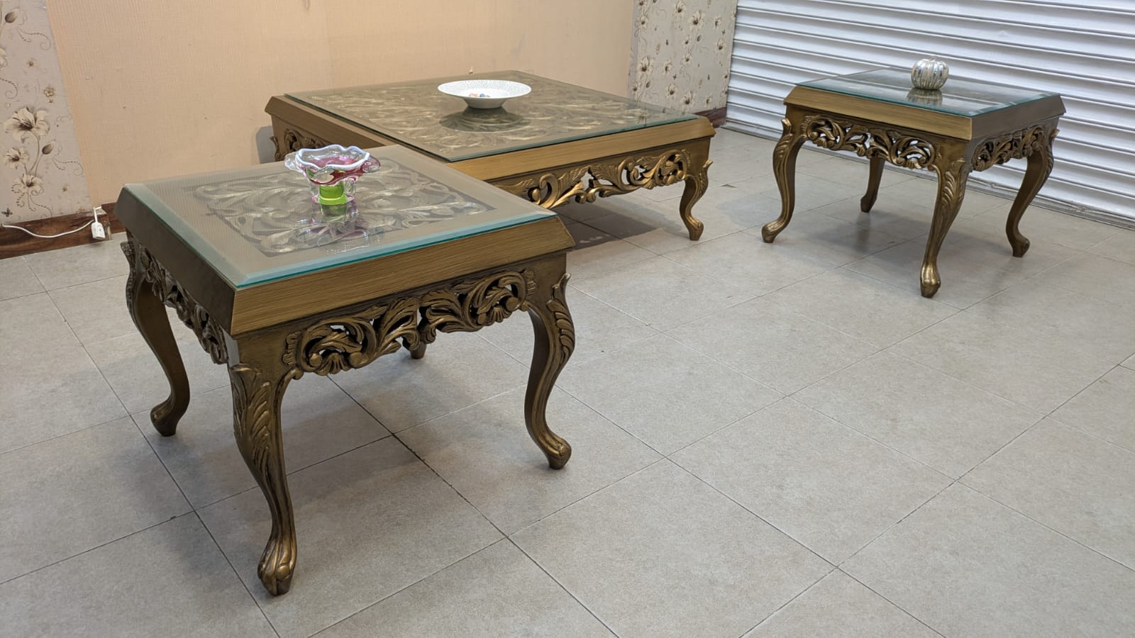 Center Table with 2 Side Tables Set