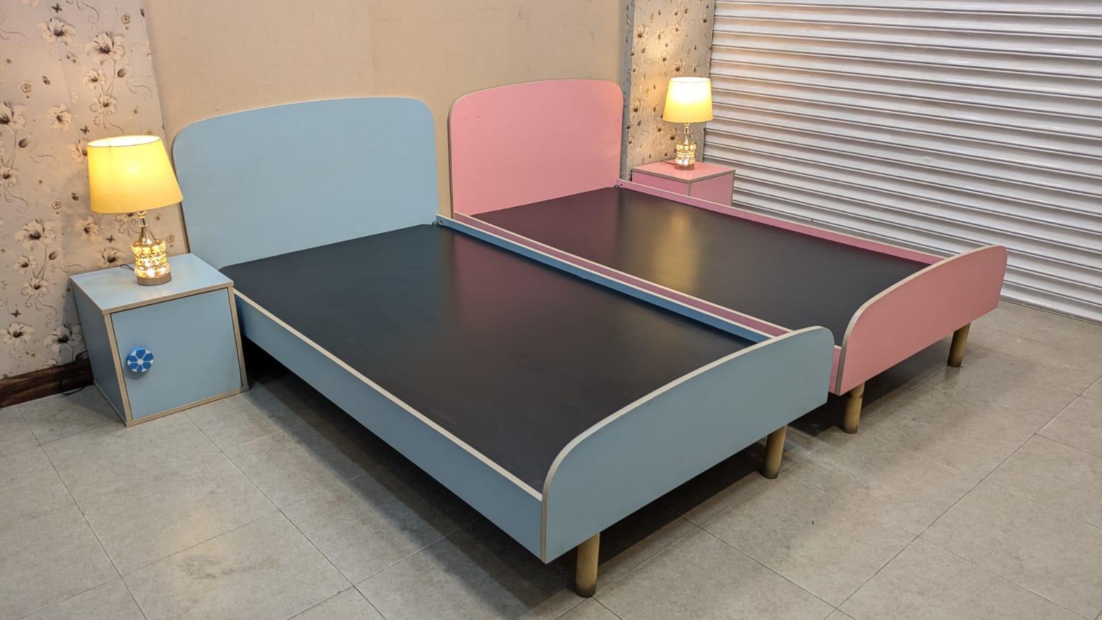 Habitt Pair of Single Beds with Side Tables and Mattress