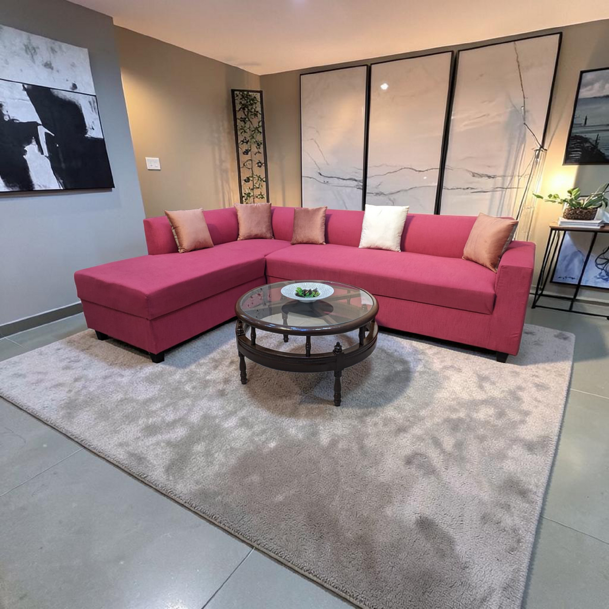 6 Seater L Shape Sofa Set