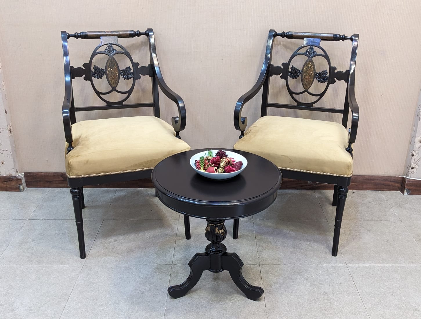 Kalamkar Furniture Solid Sheesham Wood Coffee Chairs Set
