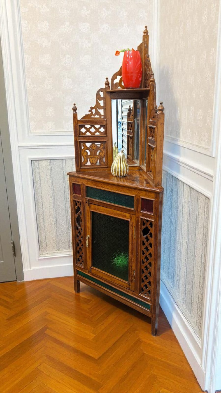 Antique Pure Burma Teak Wood Display Corner