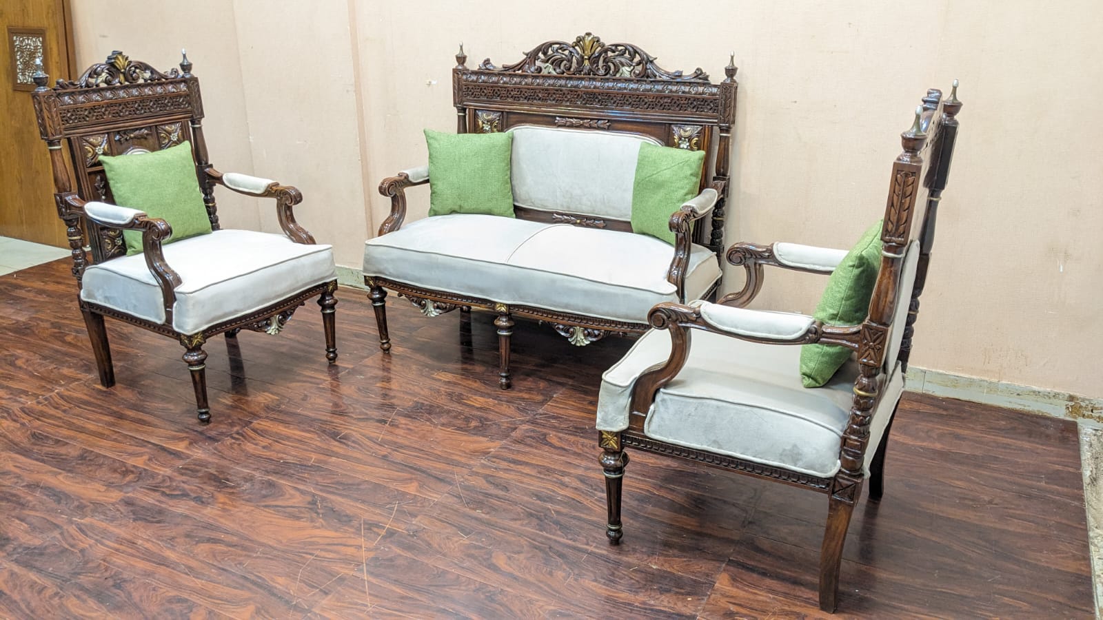 Solid Sheesham Wood 4 Seater Sofa Set