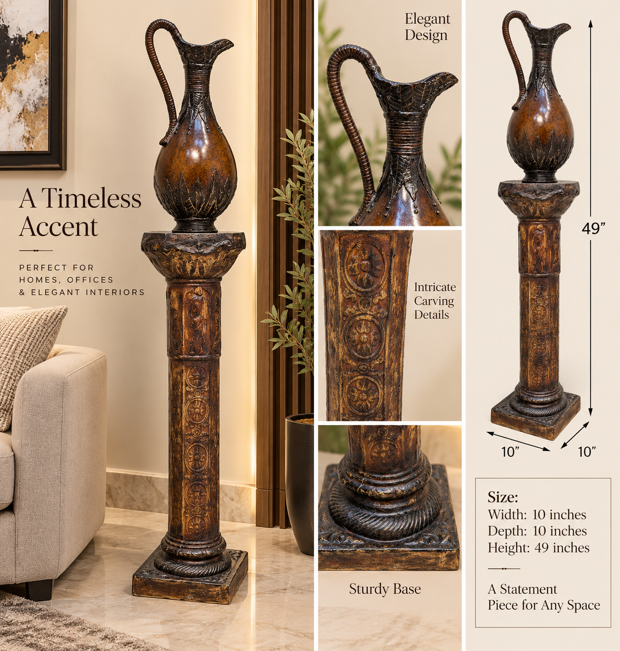 DECORATIVE PEDESTAL WITH VASE