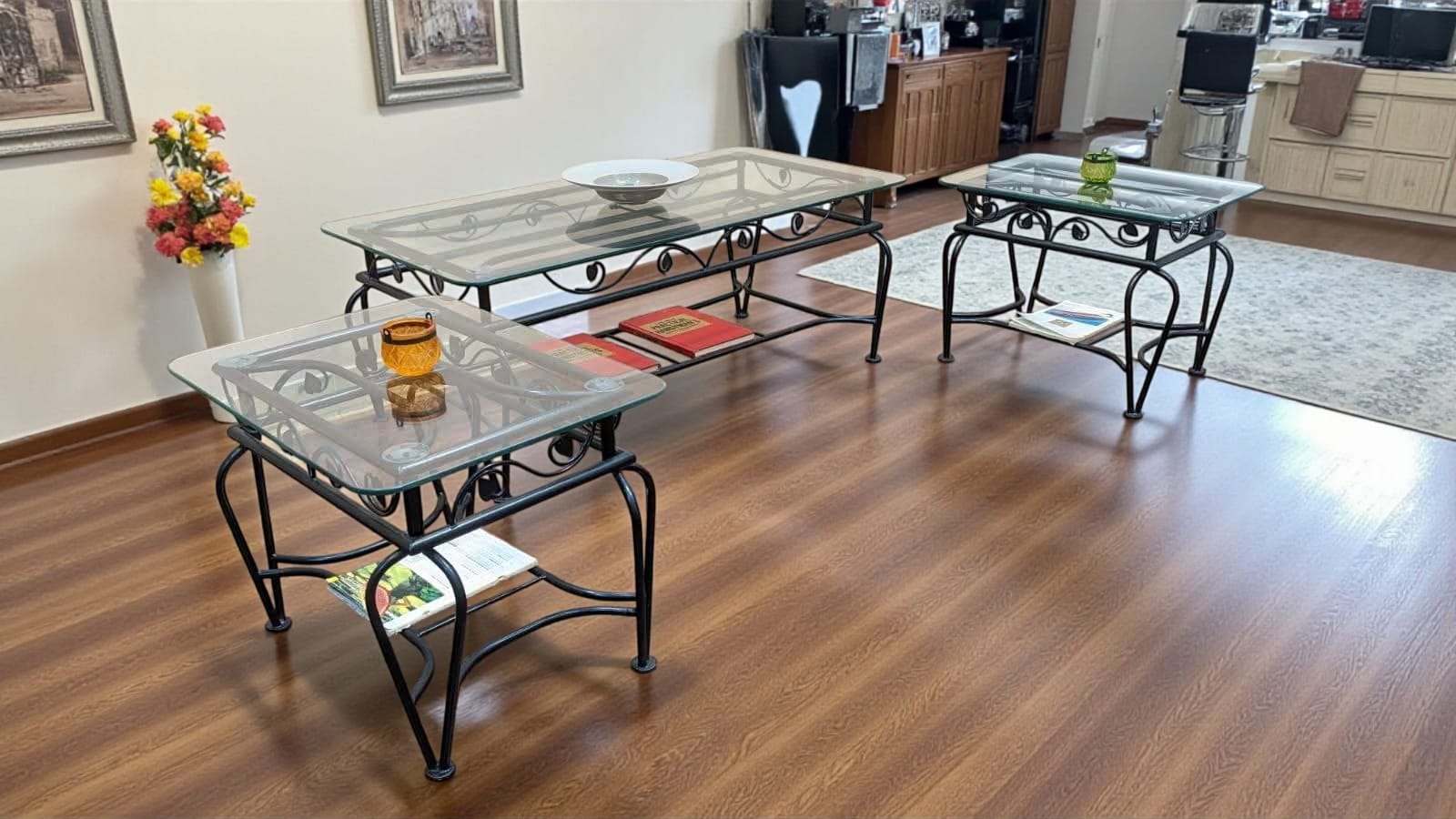 Metal Center & Side Tables Set