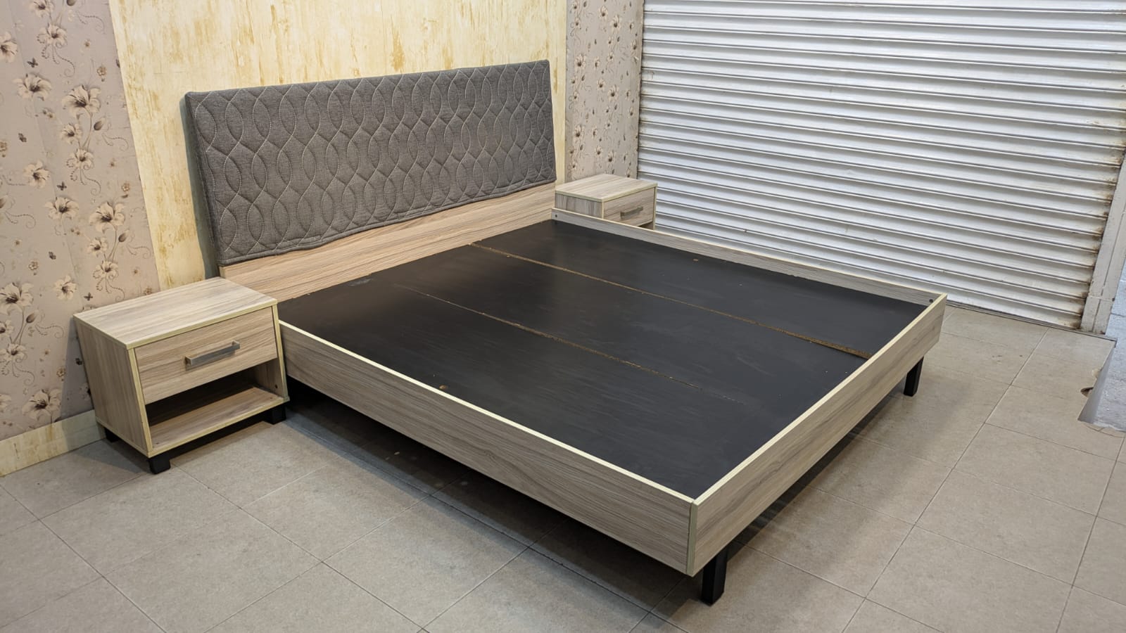 Habitt King Size Bed With 2 side tables