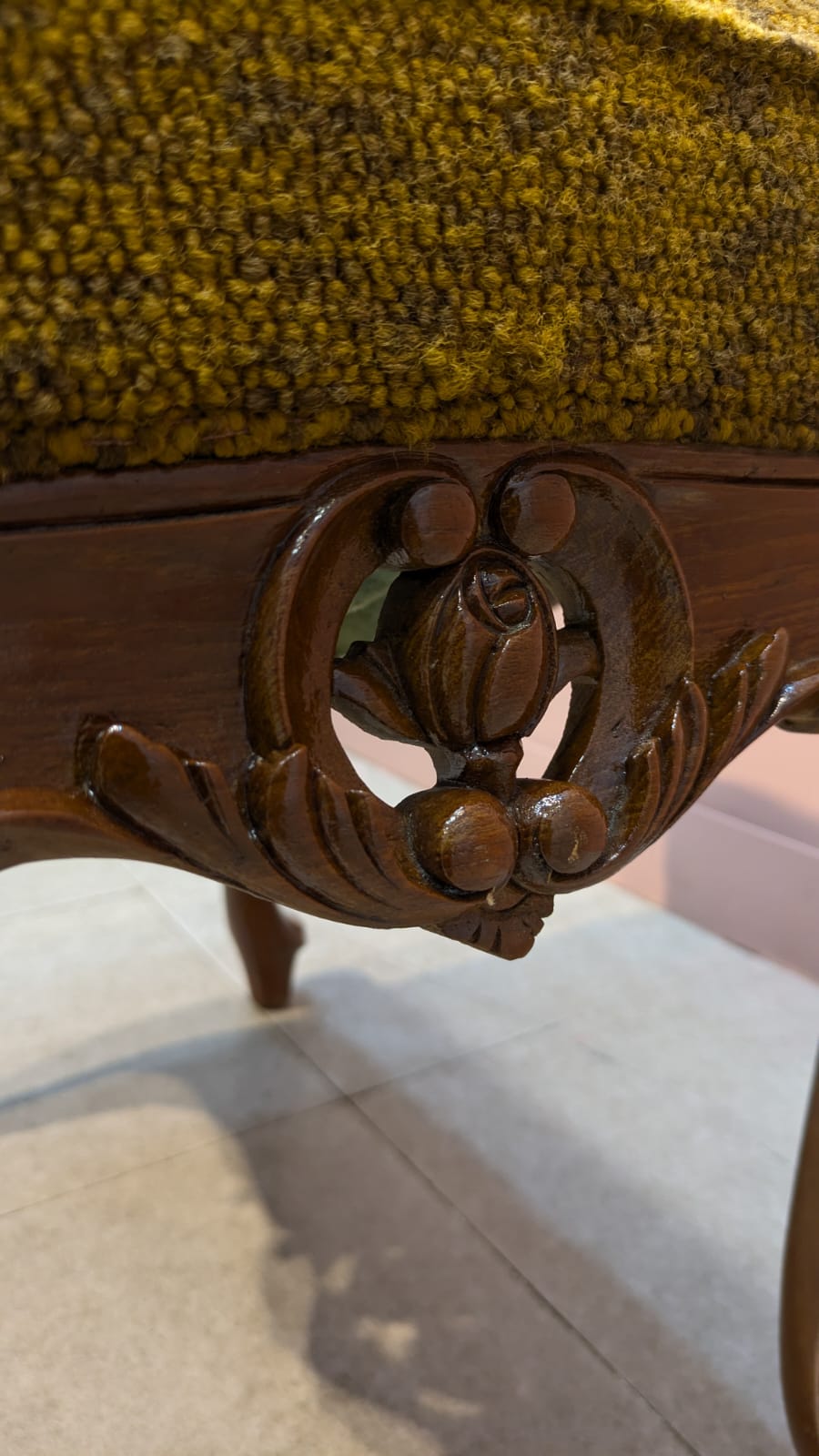 Solid Burma teak wood chair with stool