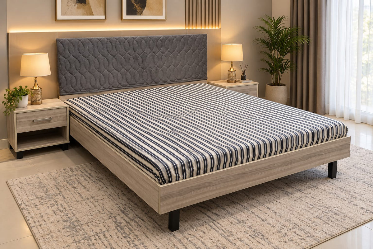 Habitt King Size Bed With 2 side tables