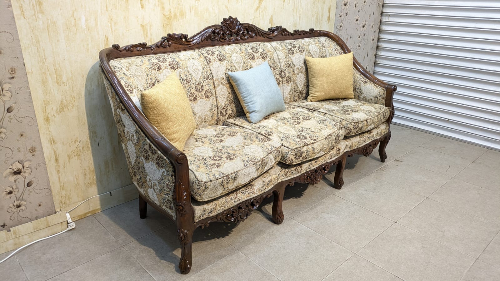 SOLID SHEESHAM WOOD 5-SEATER SOFA SET