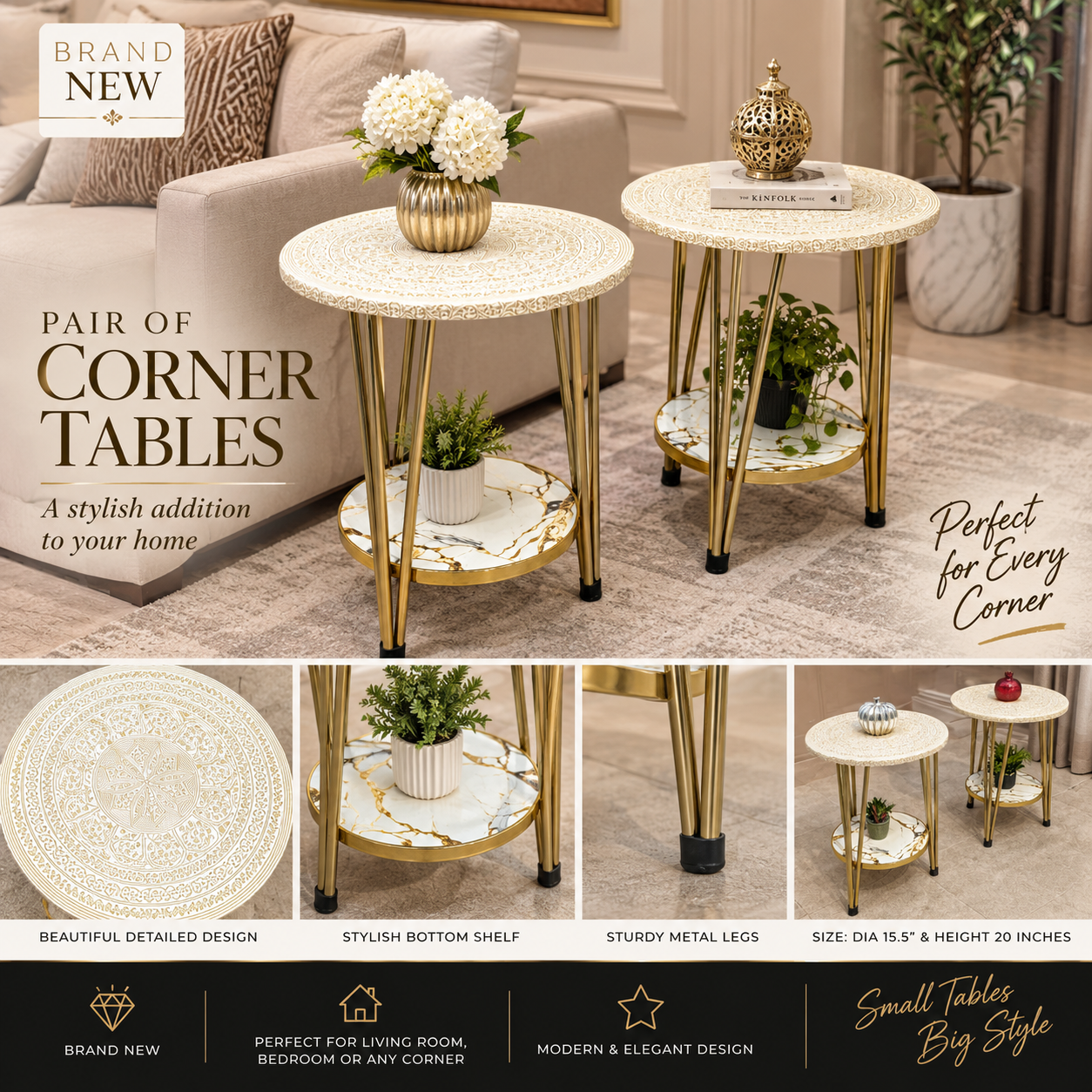 Brand New Pair Of Corner Tables