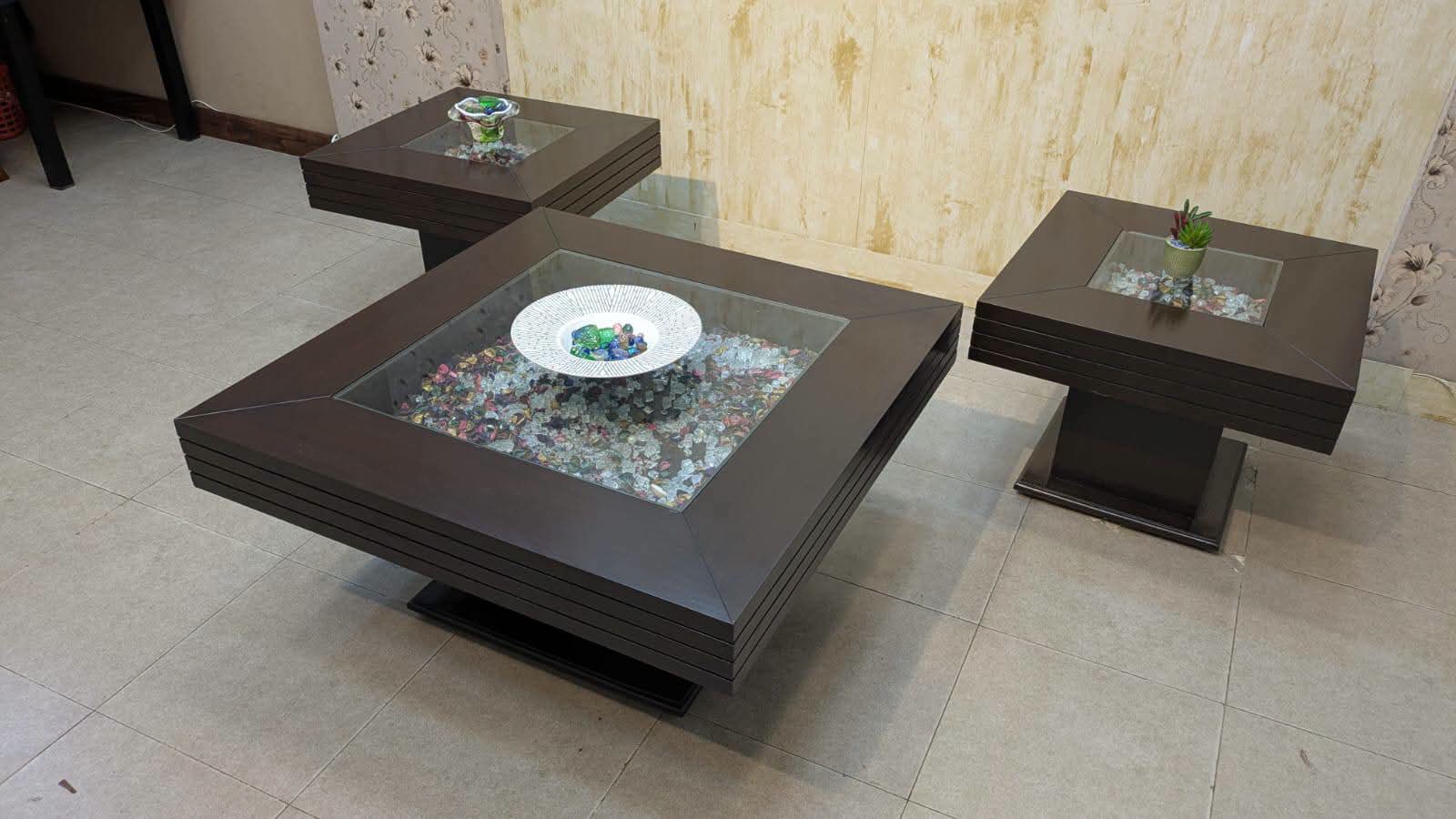 Center Table with 2 Side Tables Set