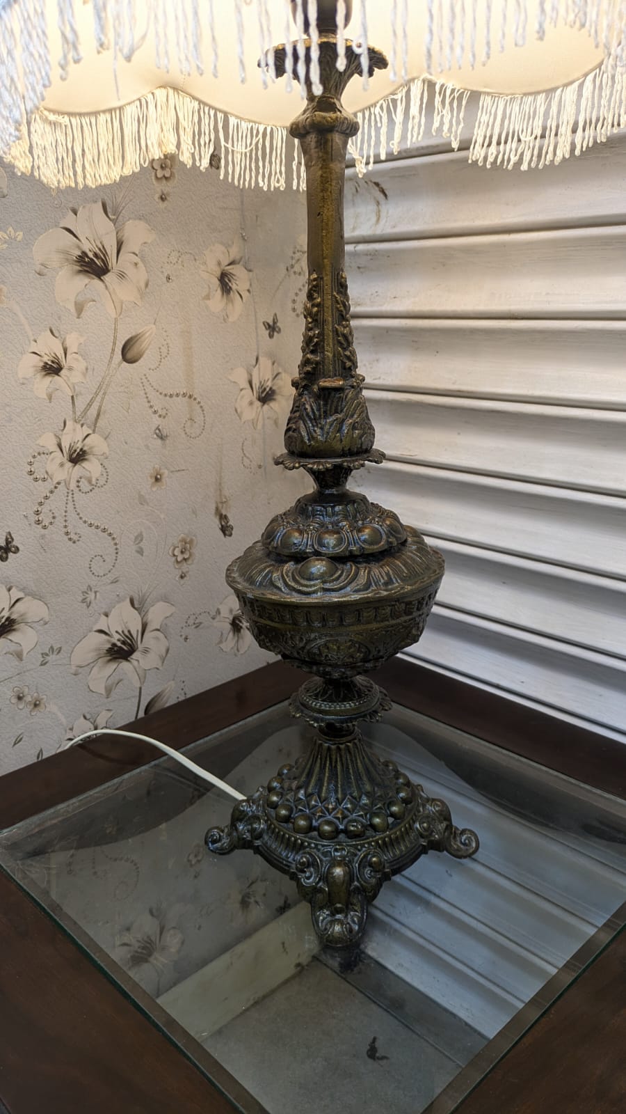 Imported Vintage Pure Silver Table Lamp