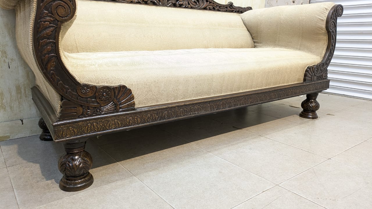 SOLID SHEESHAM WOOD 3-SEATER SOFA