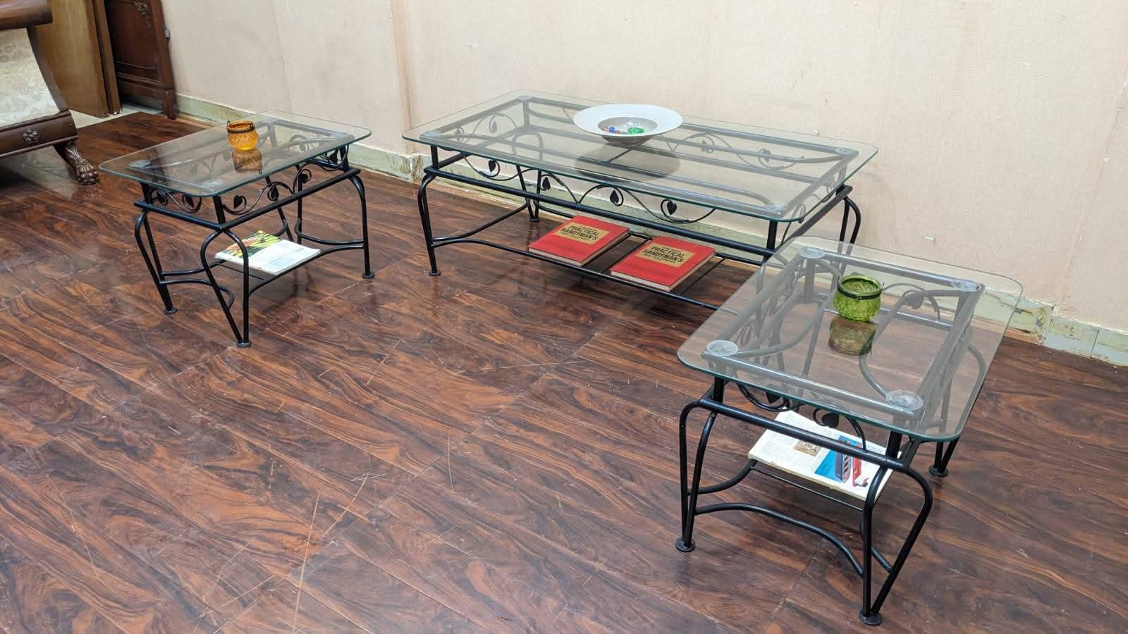 Metal Center & Side Tables Set