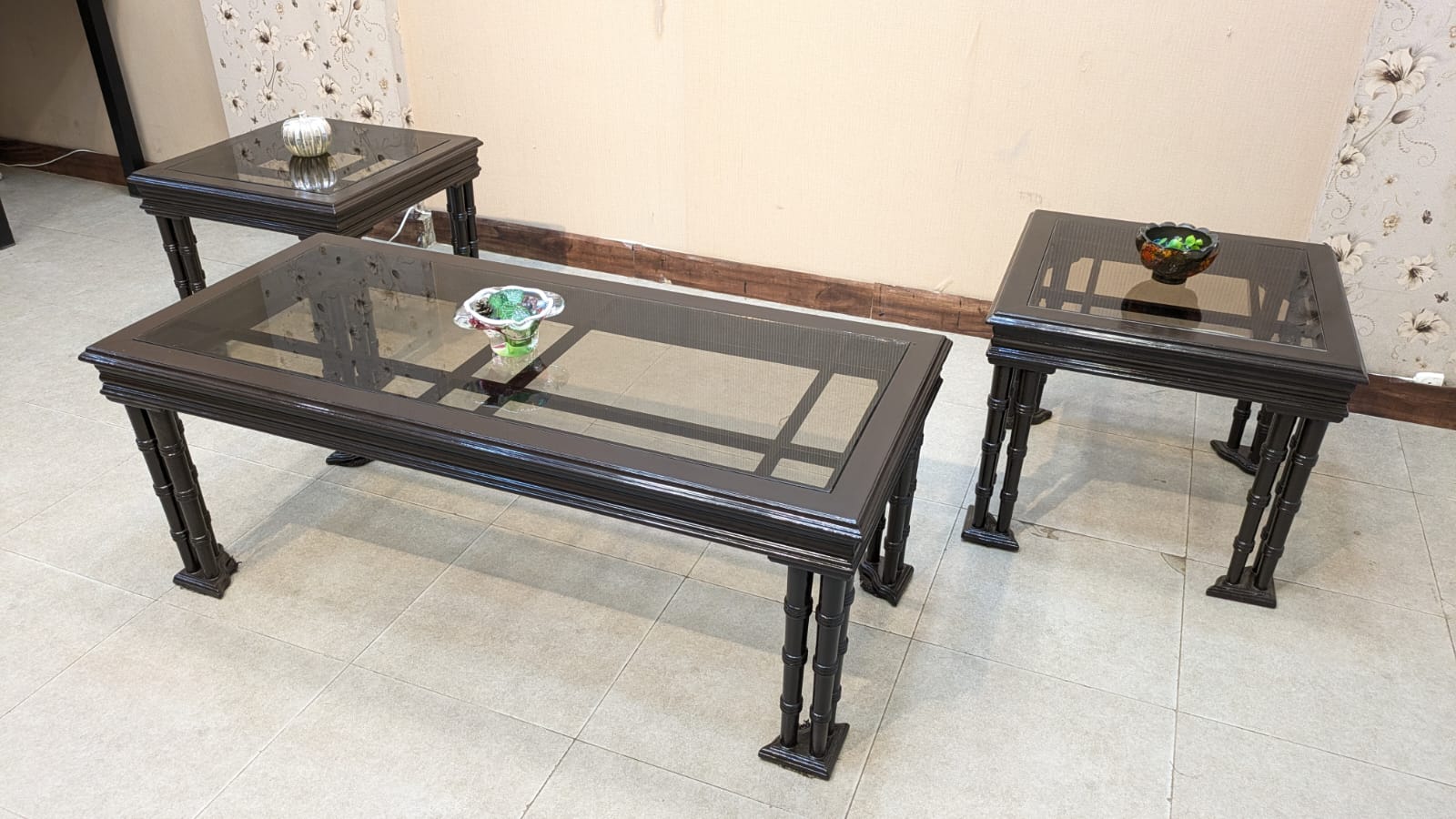 Solid Sheesham Wood Center and Side Tables Set
