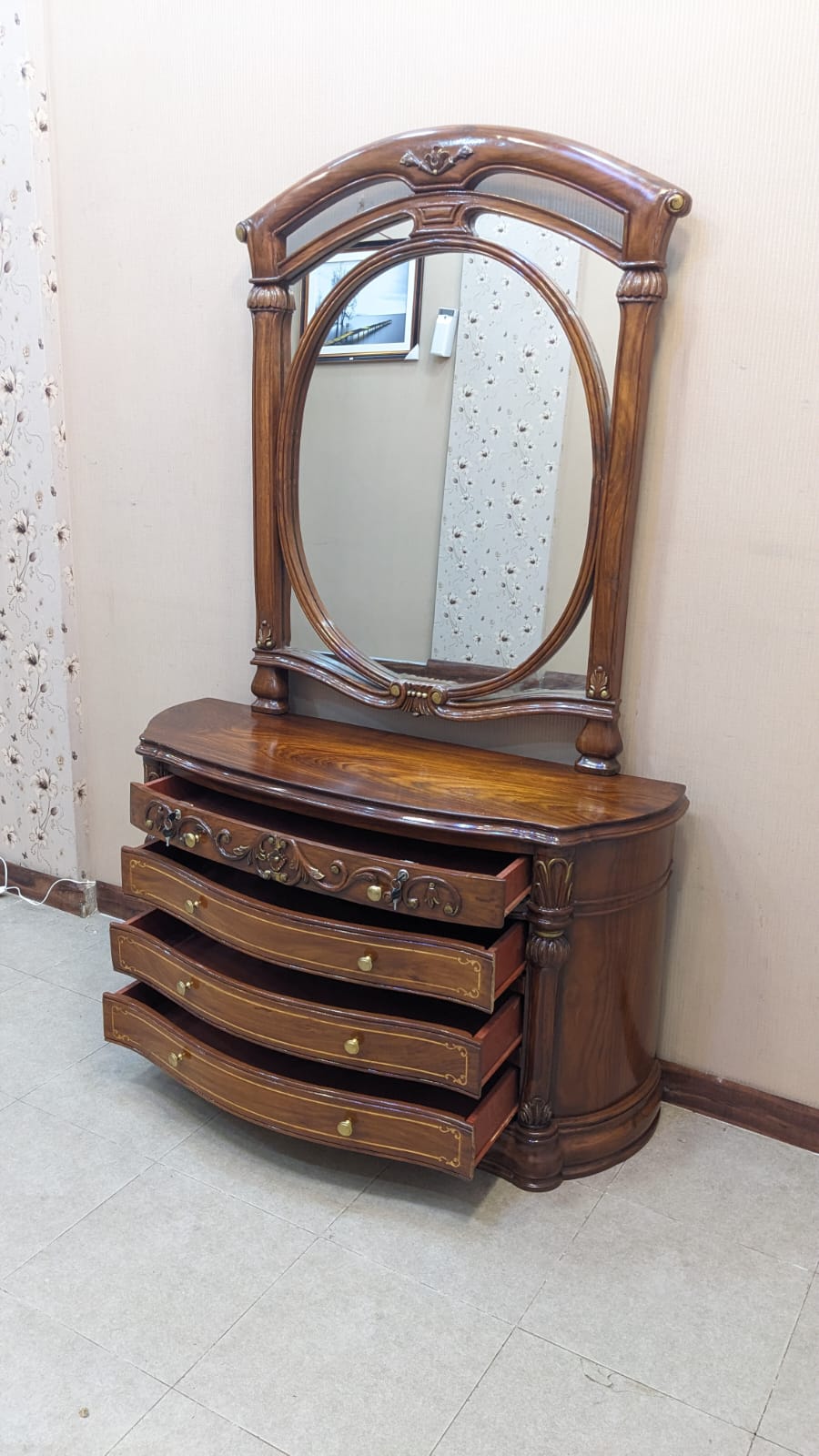 Solid Sheesham Wood King Size Bed Set