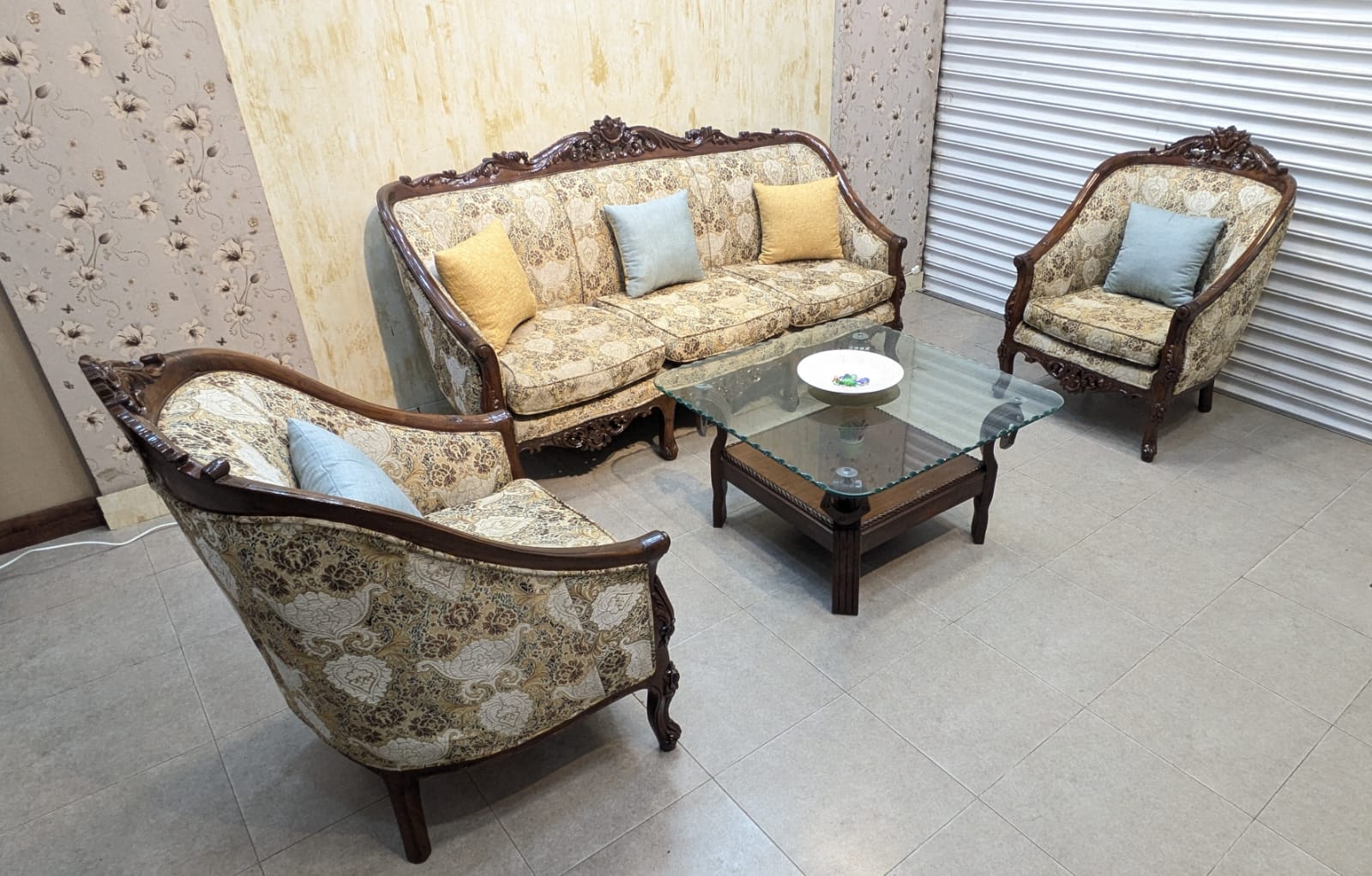 Solid sheesham Wood 5 Seater Sofa Set