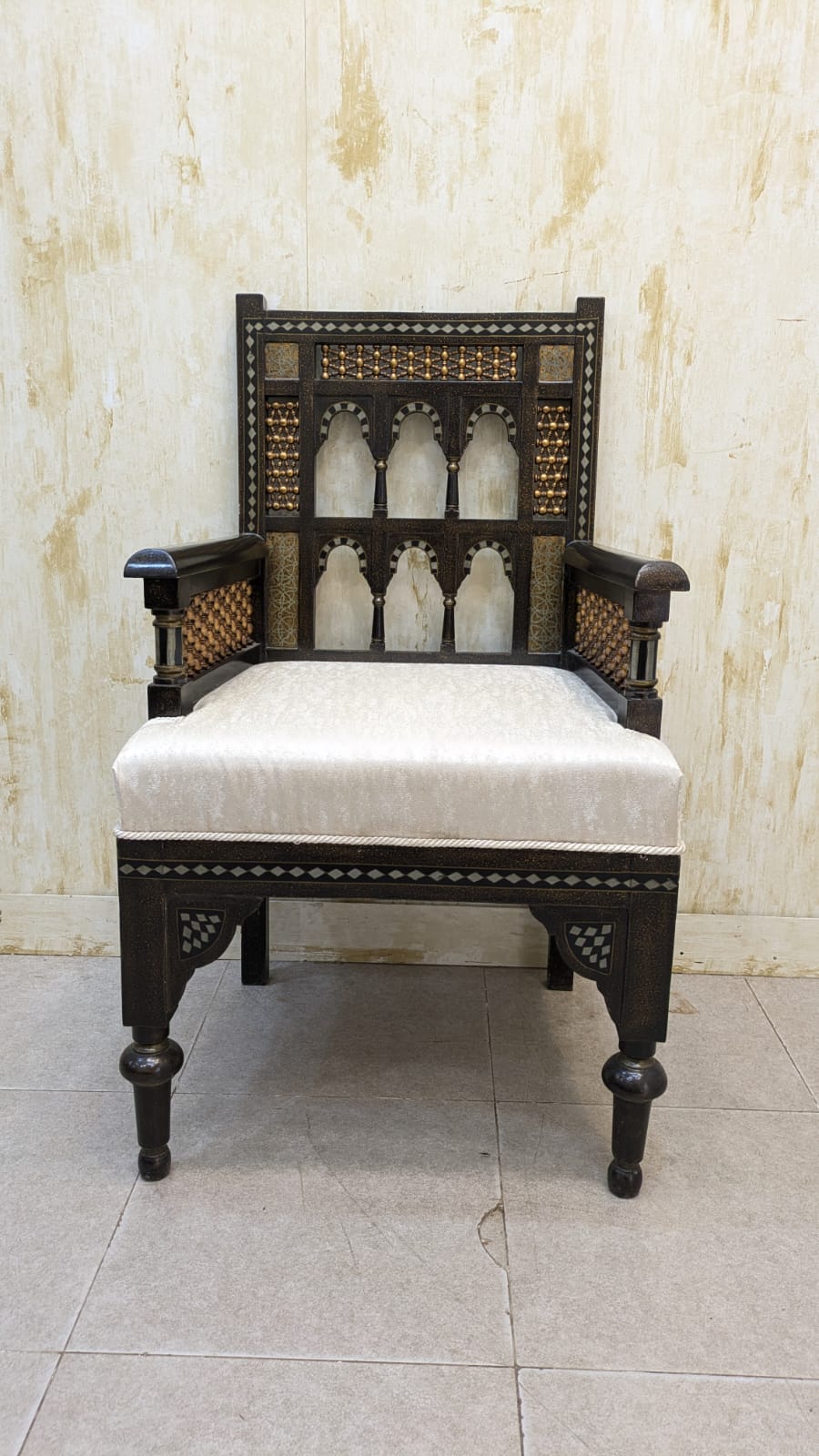 IMPORTED ANTIQUE MIDDLE EASTERN MOORISH ARMCHAIR