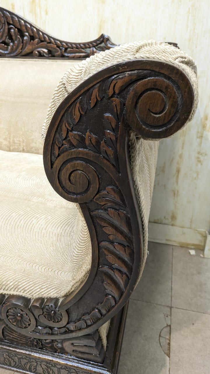 SOLID SHEESHAM WOOD 3-SEATER SOFA