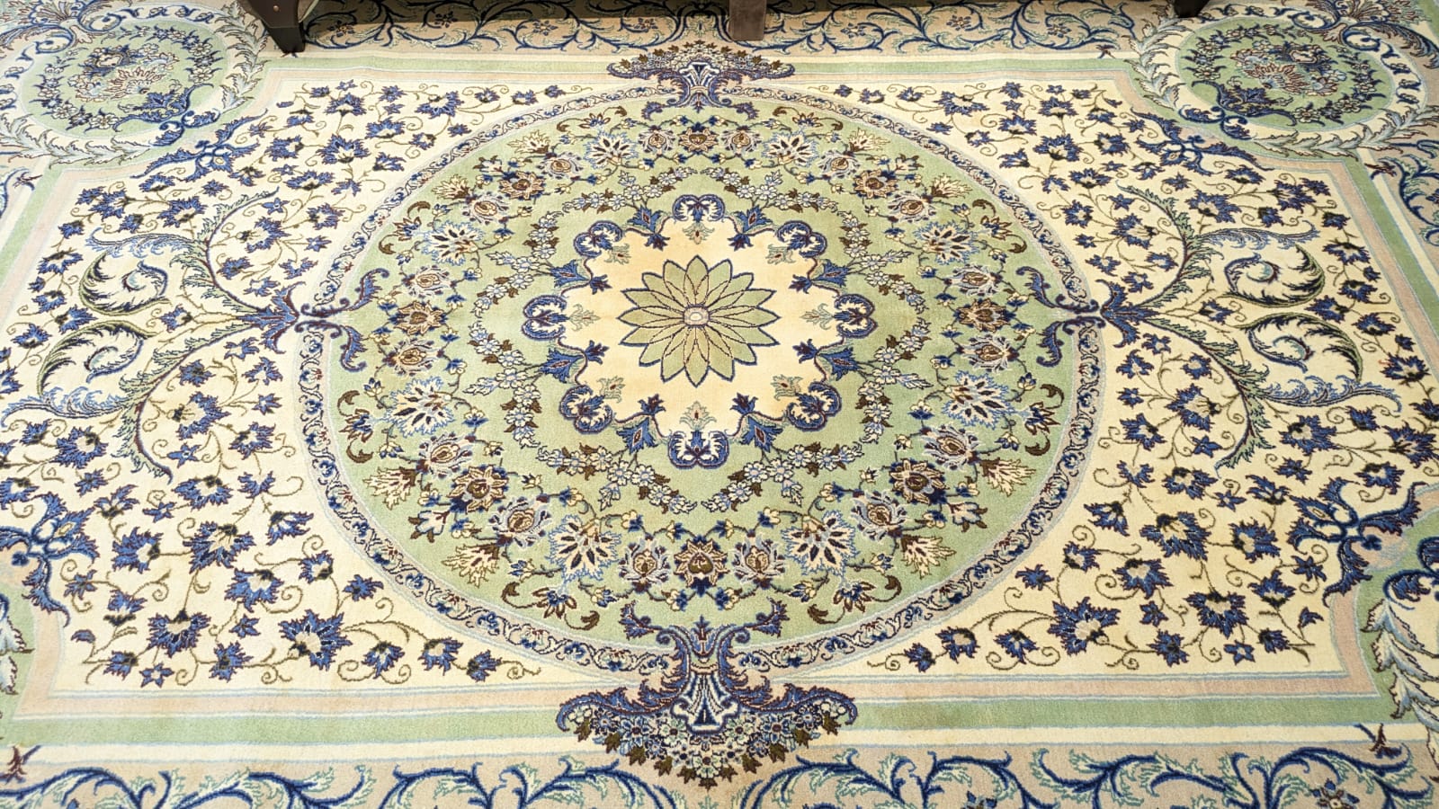 Vintage Persian Nain Hand Knotted Carpet