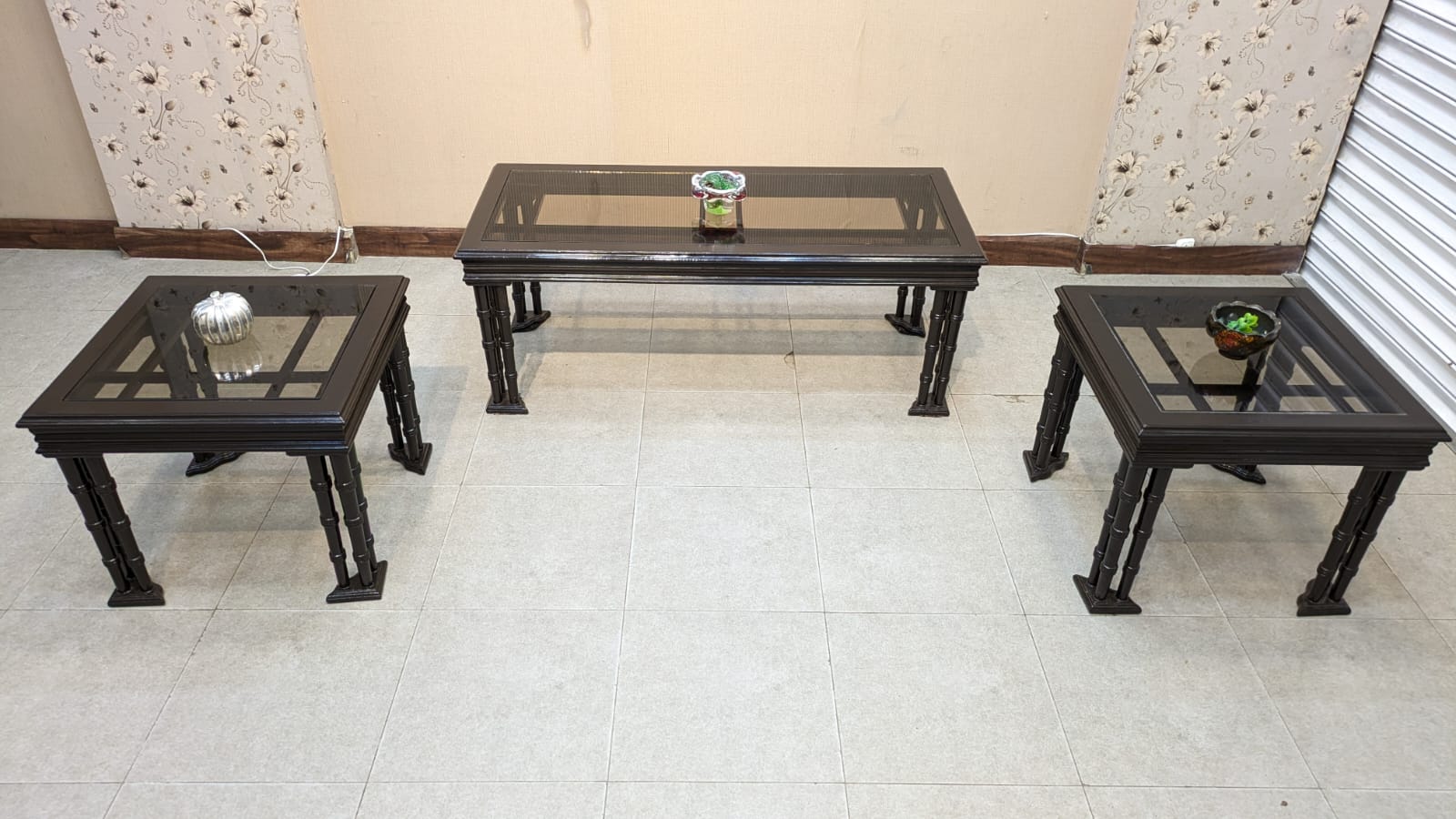 Solid Sheesham Wood Center and Side Tables Set
