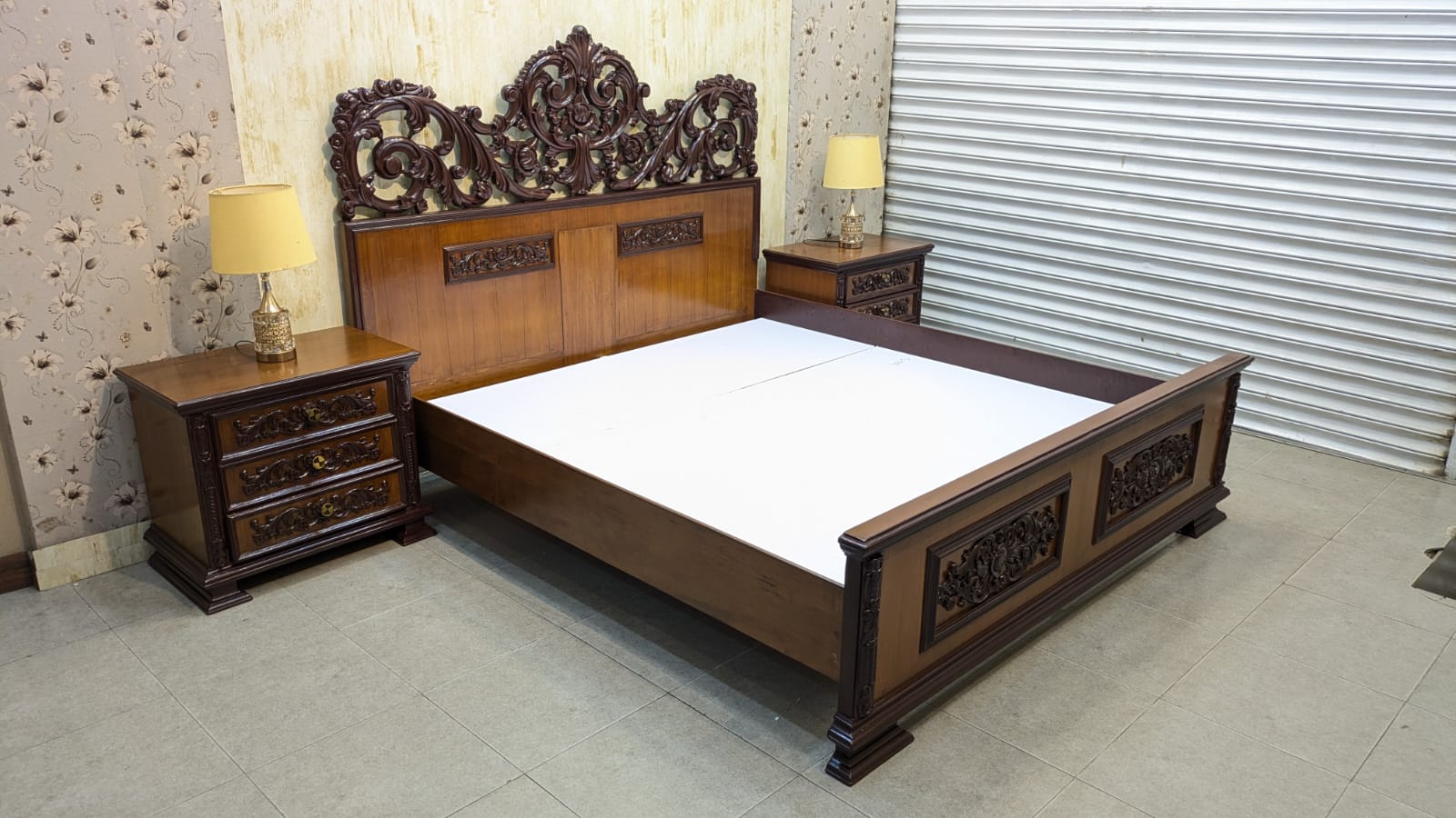 Teak Wood & Teak Ply King Size Bed Set