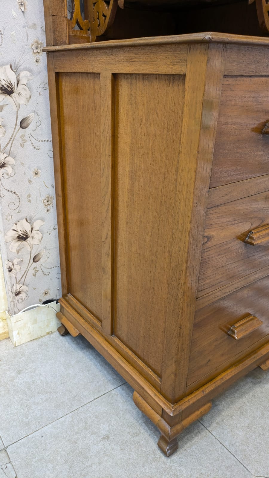 Antique Solid Burma Teak Wood Corner