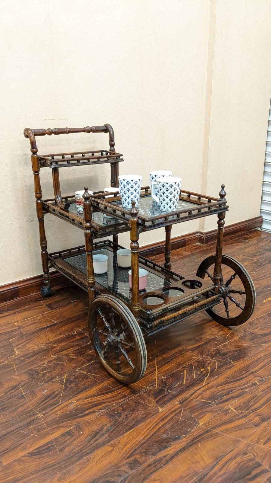 Solid Sheesham Wood Tea Trolley