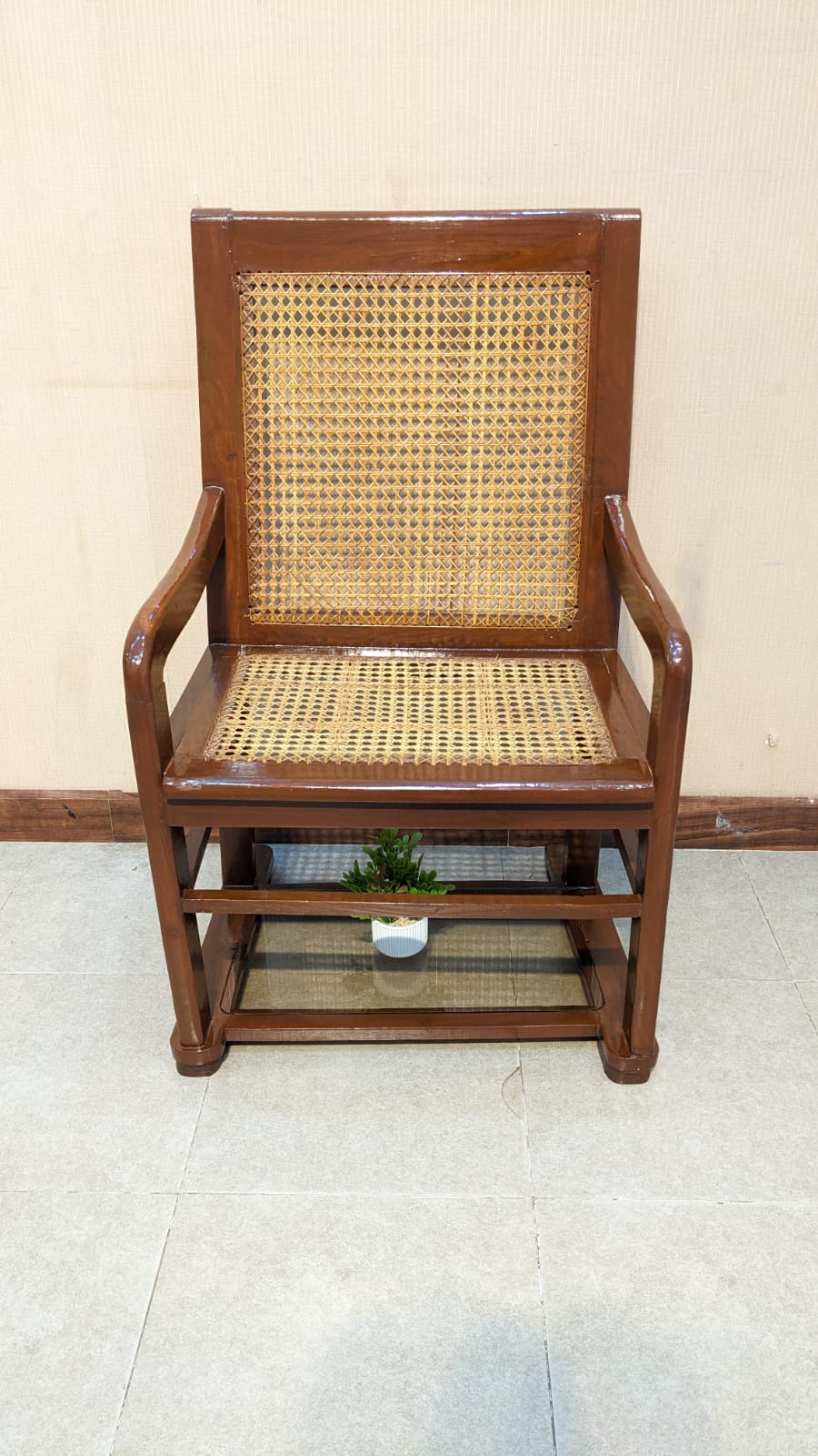 Antique Solid Sheesham Wood Wicker Chair