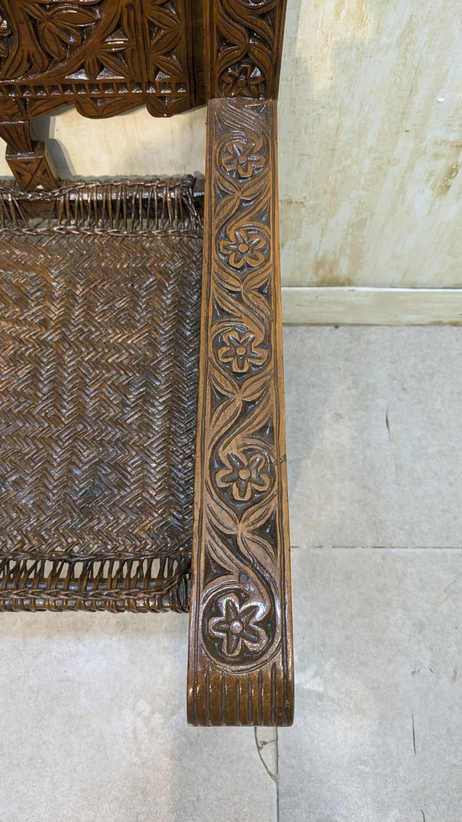 Antique solid Burma teak Peerah Chair Pair