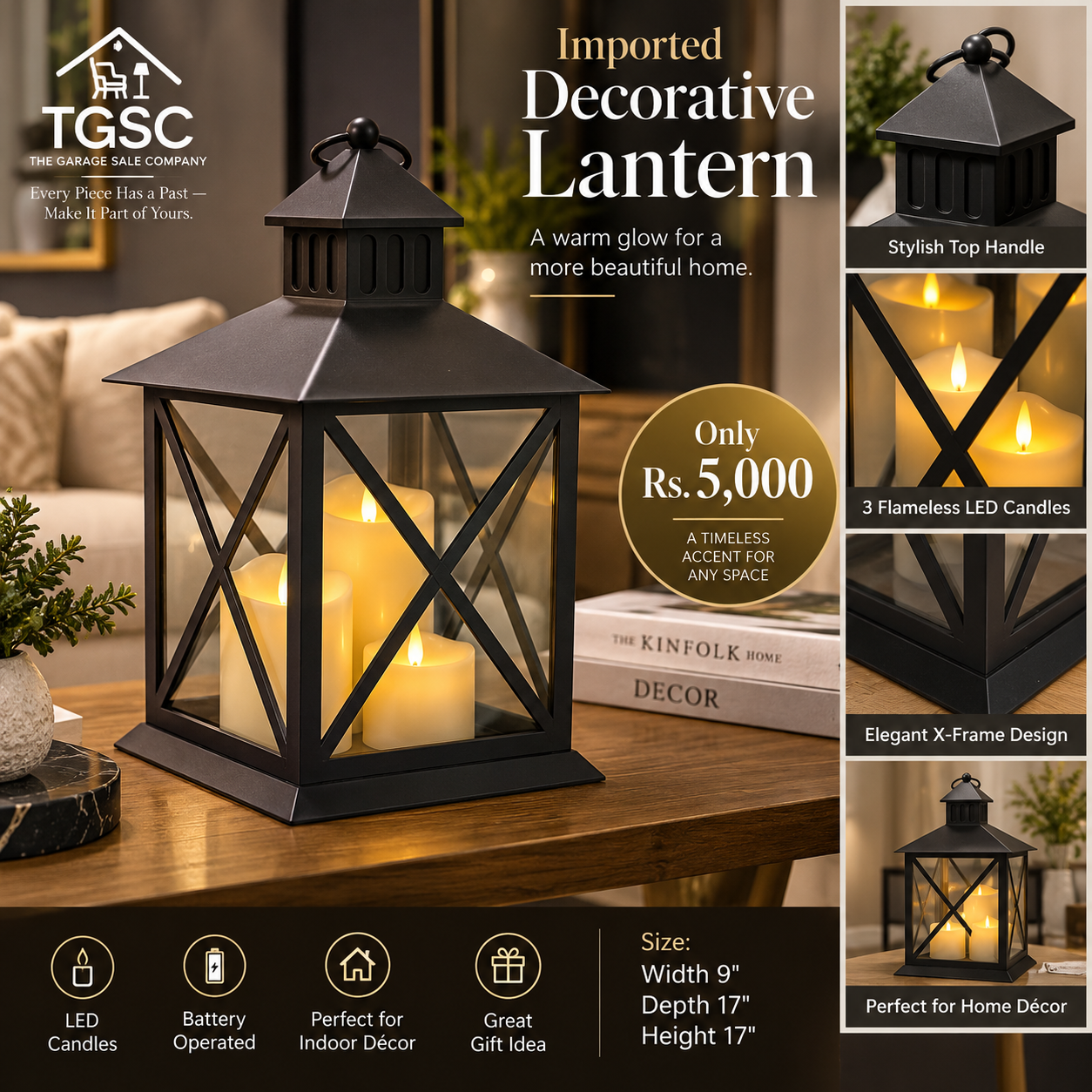 IMPORTED DECORATIVE LED LANTERN – ADD A TOUCH OF ELEGANCE TO YOUR HOME!