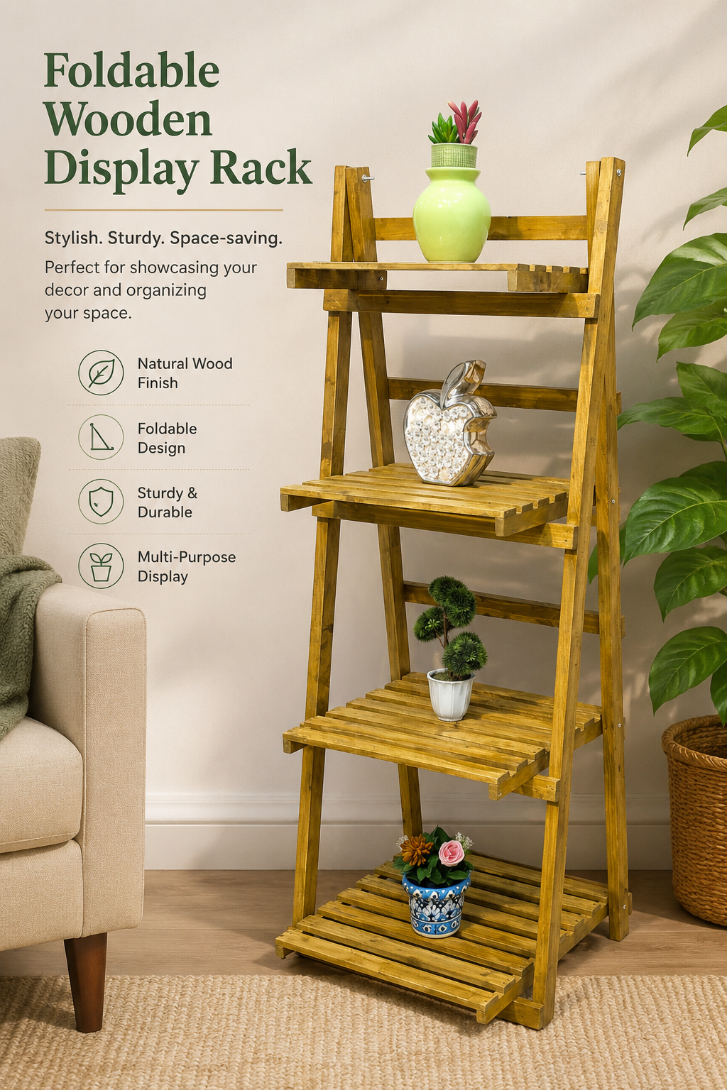 Brand New Foldable Wooden Display Rack