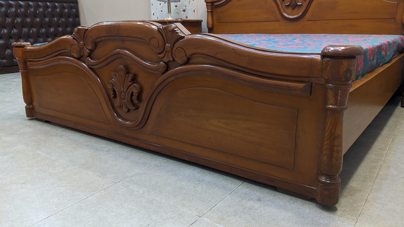 Diyar Wood and Ply King Size Bed with 2 Side Tables
