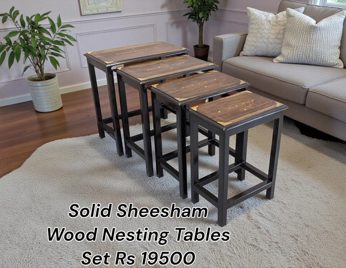 Solid Sheesham Wood Nesting Tables Set