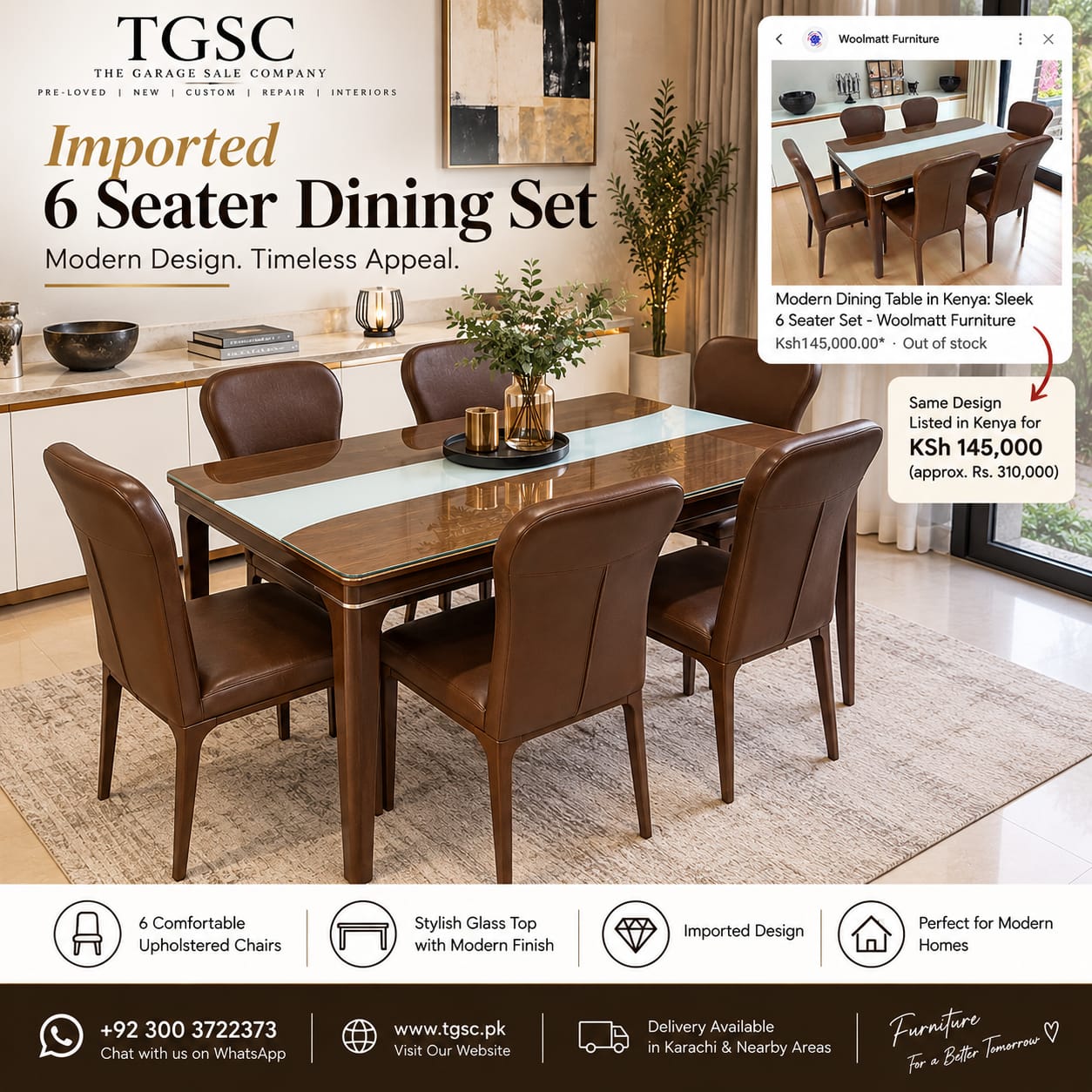 Imported 6 Seater Dining Table