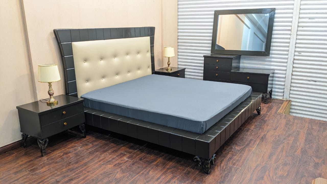 King Size Bed with 2 Side Tables and Dressing Table