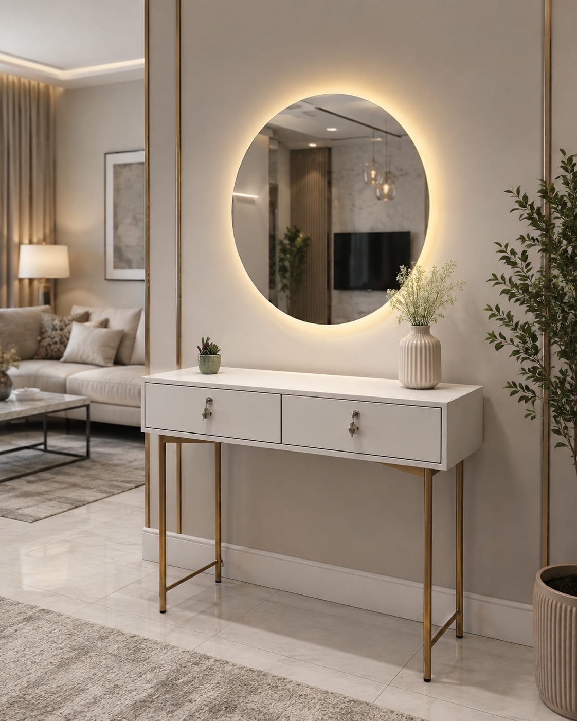 ✨ Elegant Console with Wall-Mounted Mirror ✨