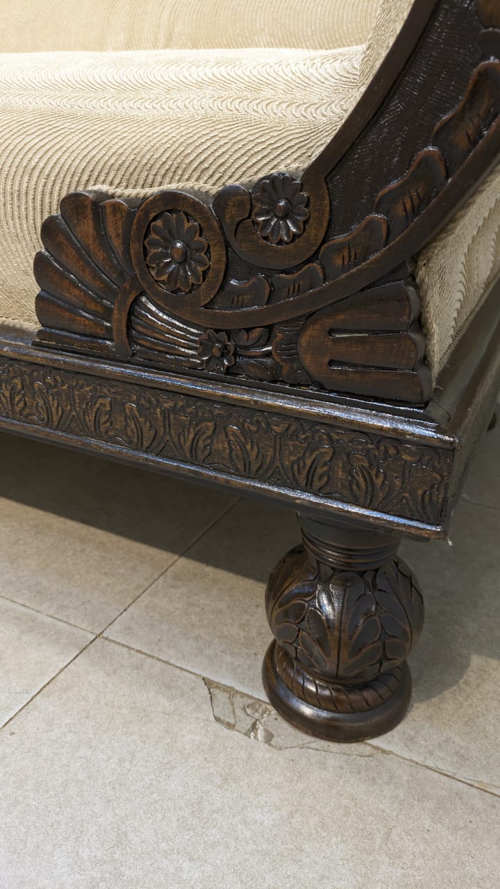 SOLID SHEESHAM WOOD 3-SEATER SOFA