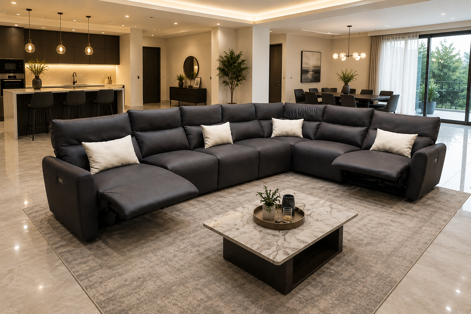 Imported 7 Seater Sectional Sofa Set with Power Reclining Seats