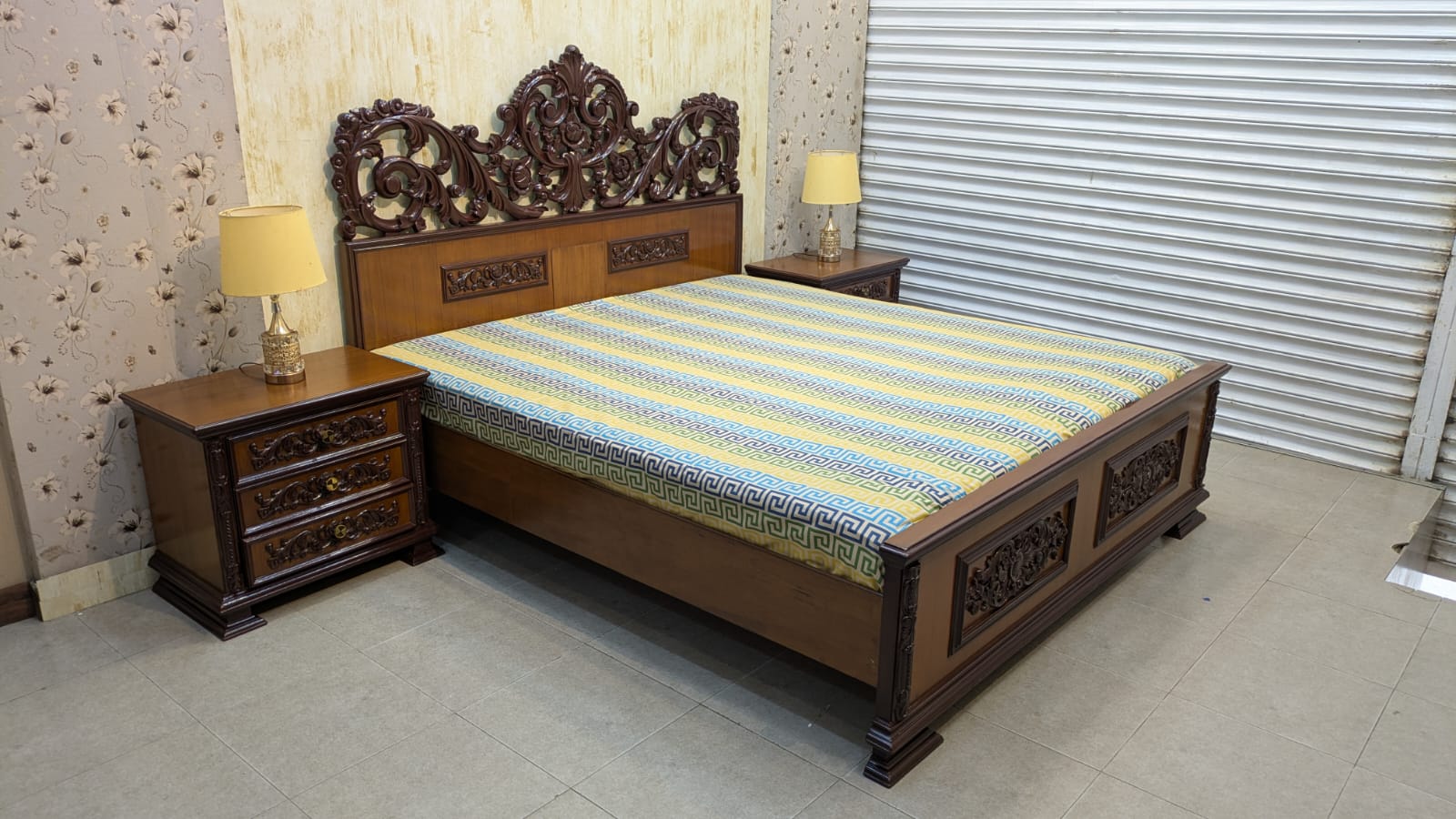 Teak Wood & Teak Ply King Size Bed Set