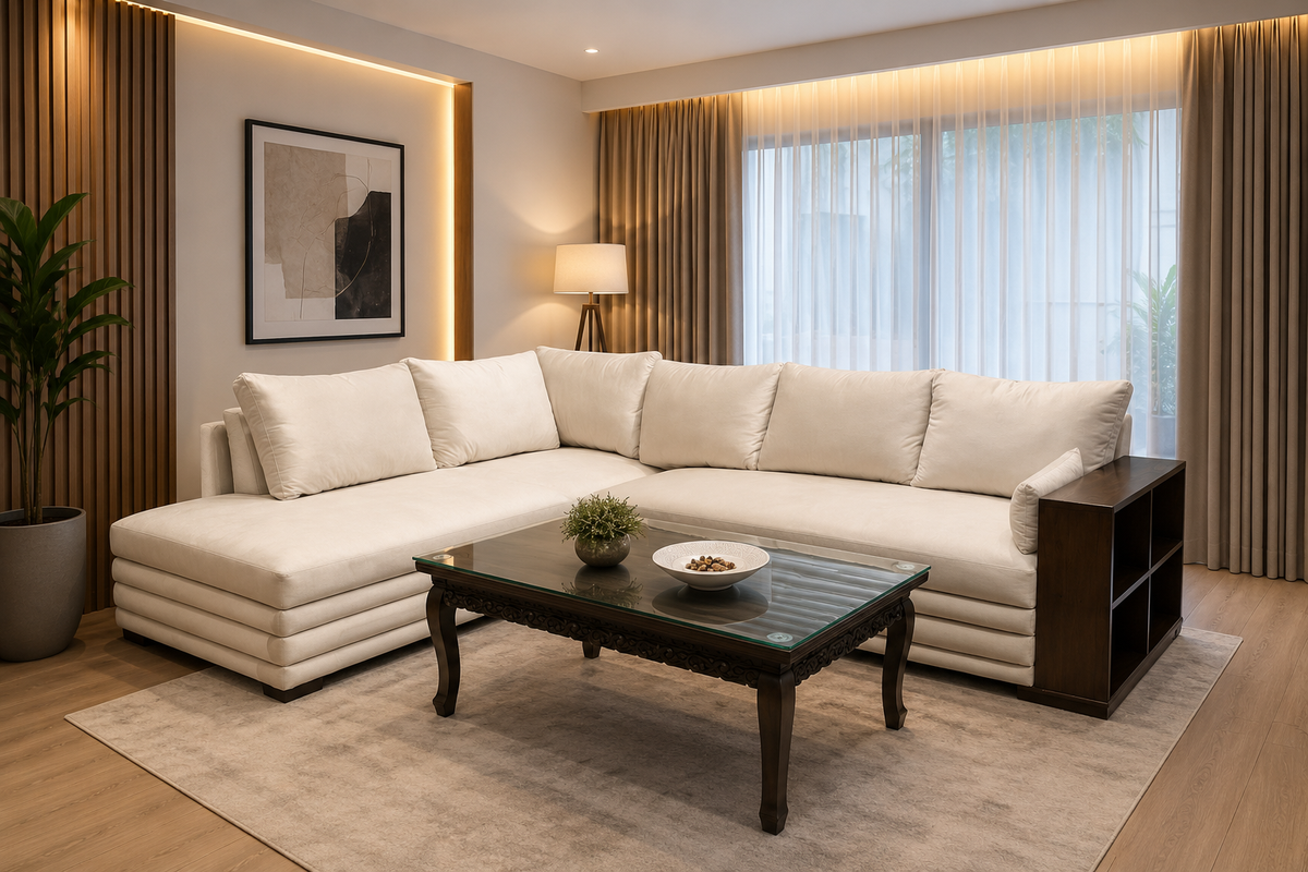 6 Seater L Shape Sofa Set