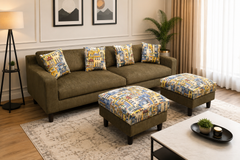 4 Seater Sofa Set with 2 Ottomans