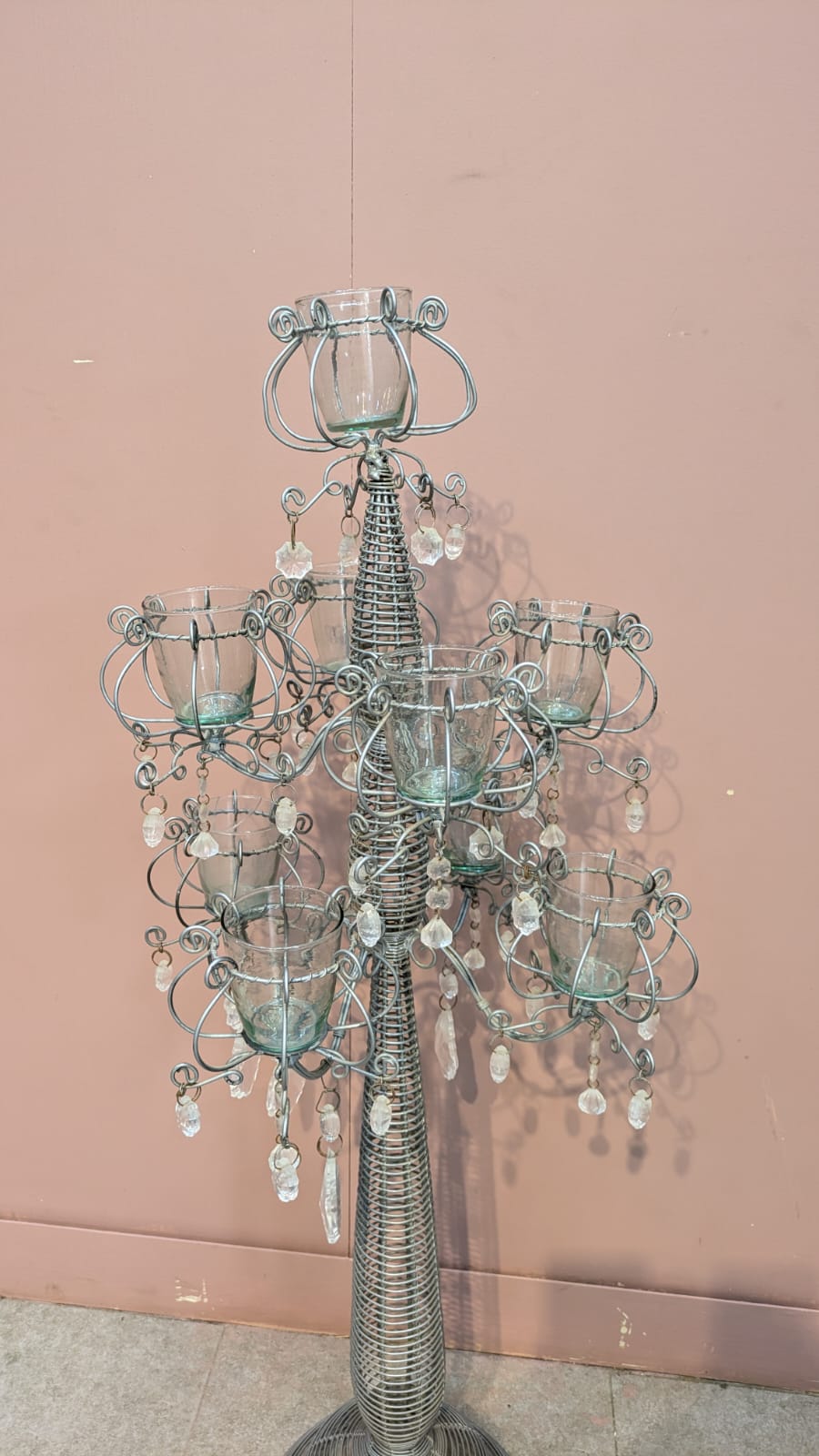 Elegant Silver-Toned Floor Candelabra