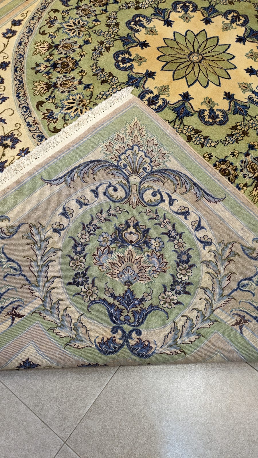 Vintage Persian Nain Hand Knotted Carpet