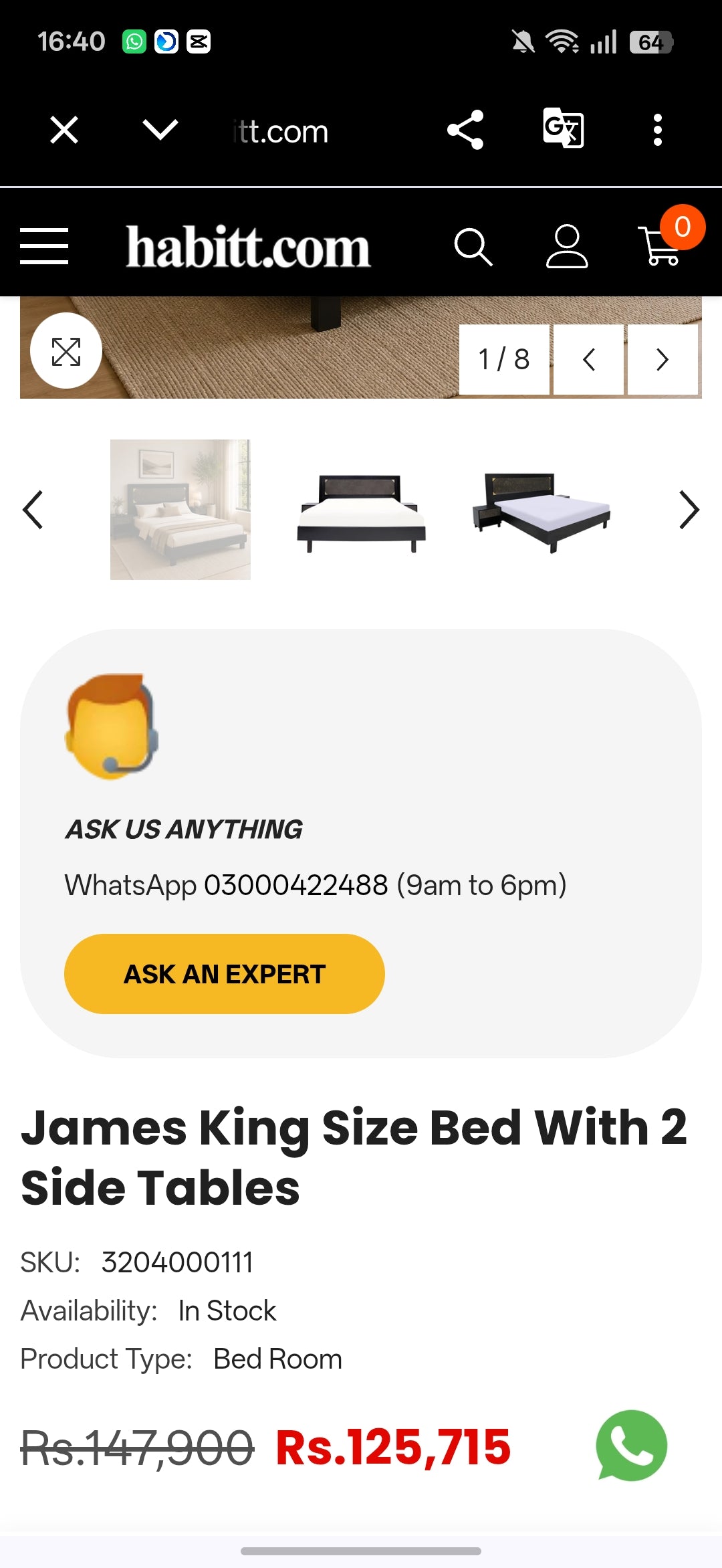 King Size Bed With 2 Side Table